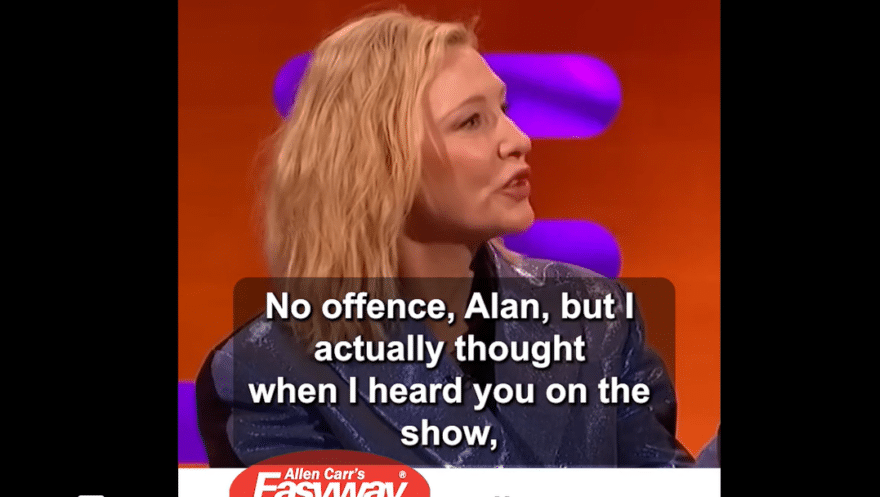 alan carr and cate blanchett talk allen carrs easyway to stop smoking
