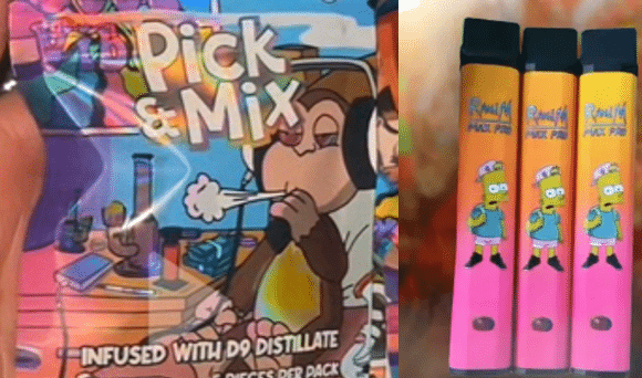 vapes with cannabis and simpsons advertised on tiktok